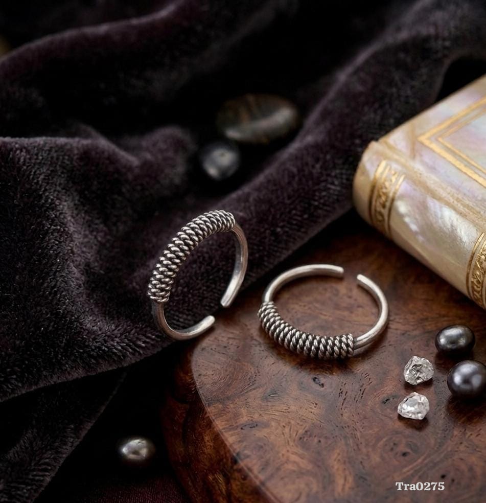 Elegant Sterling Silver Textured Toe Rings