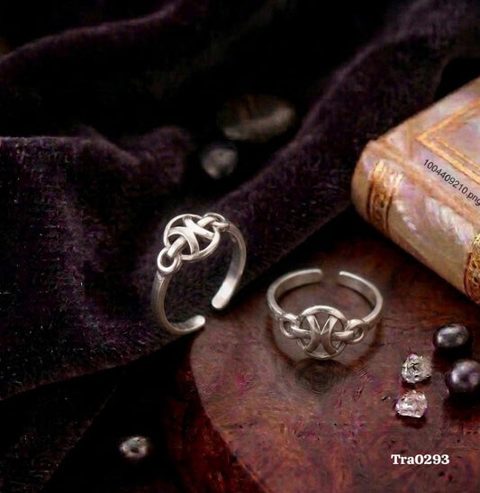 Elegant Sterling Silver Open-Work Decorative Toe Rings (Oxidized) - TRA0293
