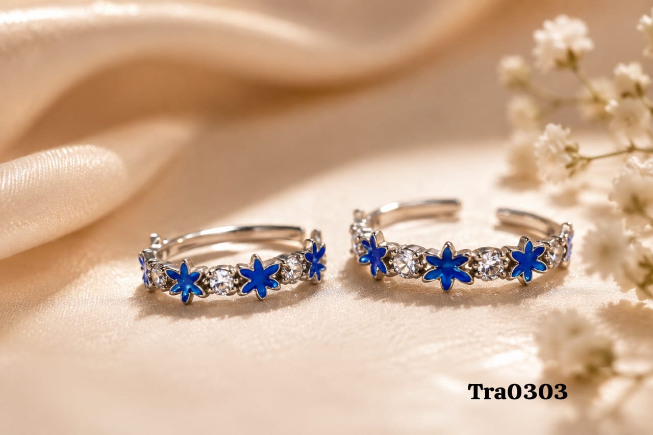 Sterling Silver blue enamel flower