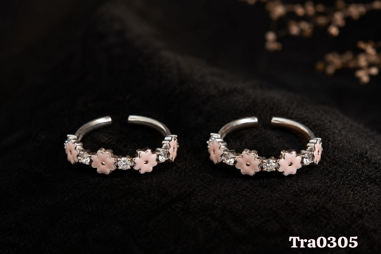 Sterling Silver pink enamel Toe Rings