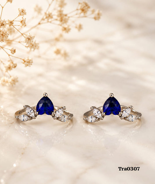 Sterling Silver blue heart-shaped stone Toe Rings