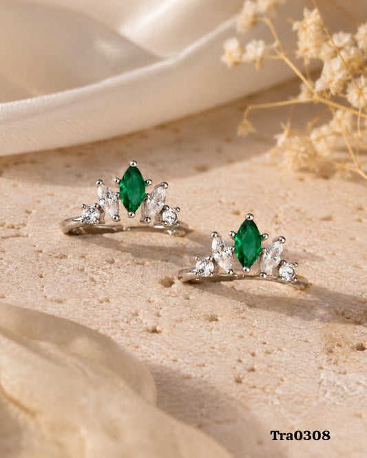 Sterling Silver green stone Toe Rings