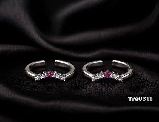 Sterling Silver pink stone Toe Rings