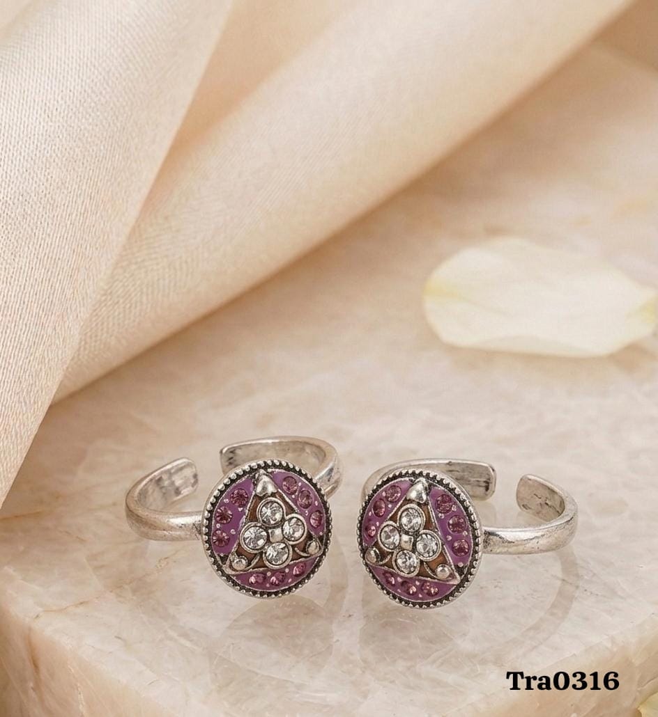 Sterling Silver Purple Enamel Cutout Toe Rings