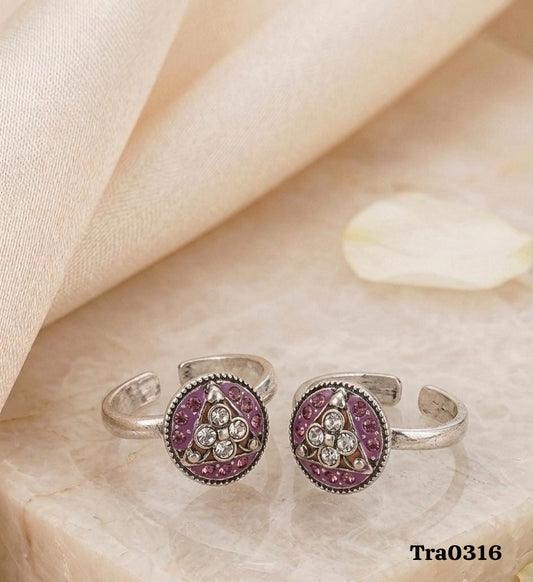 Sterling Silver Purple Enamel Cutout Toe Rings