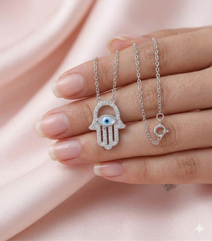 92.5 sterling silver neckpiece with evil eye Hamsa