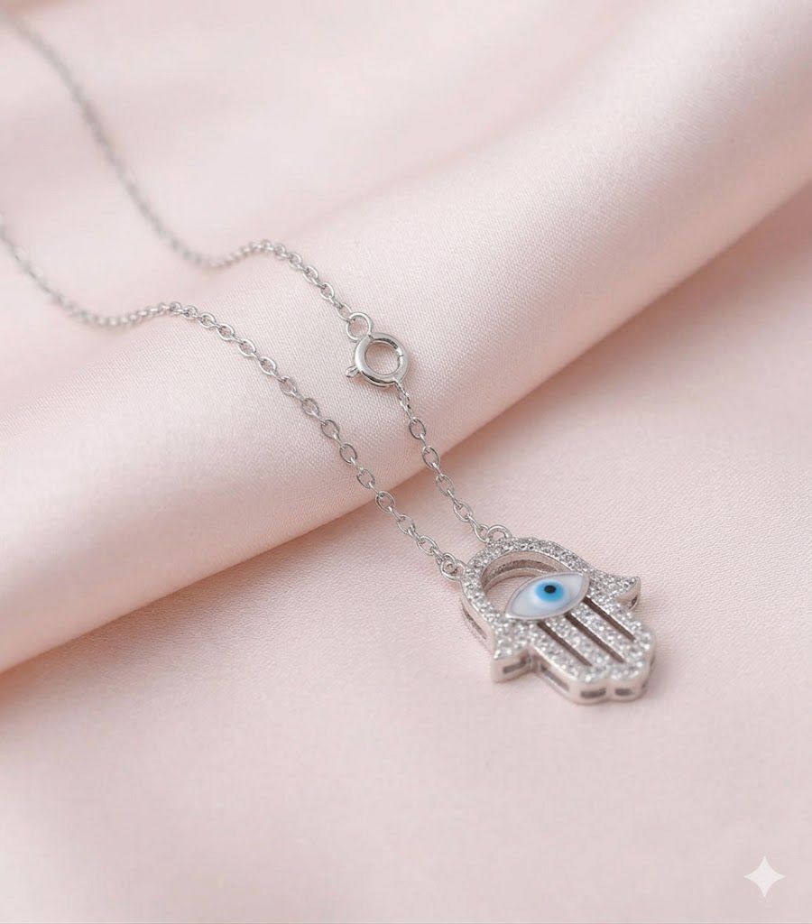 92.5 sterling silver neckpiece with evil eye Hamsa