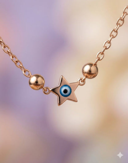 Rose gold evil eye double layer neckchain