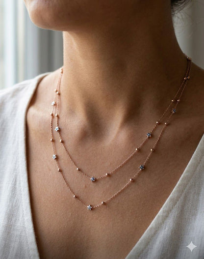 Rose gold evil eye double layer neckchain