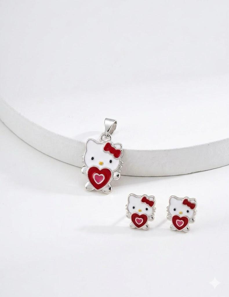 Adorable kitty pendant earring set