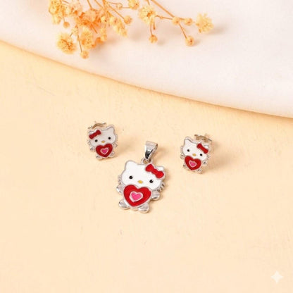 Adorable kitty pendant earring set