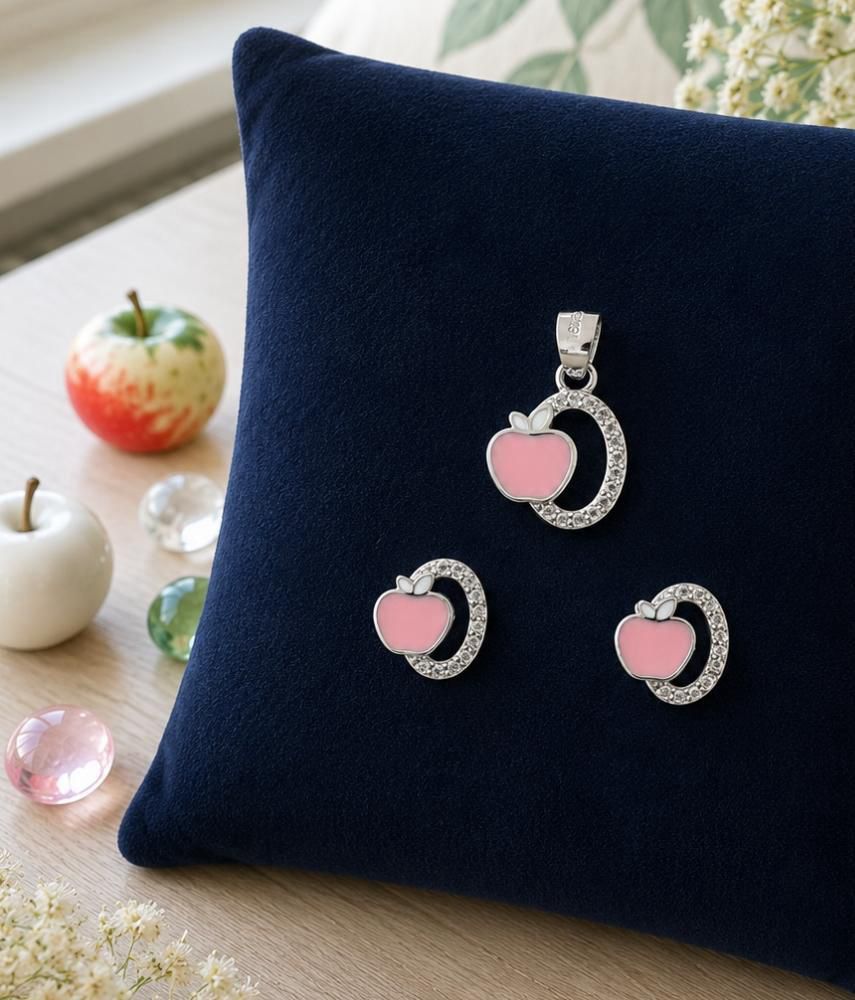 Pink Apple Halo pendant earring set&nbsp;