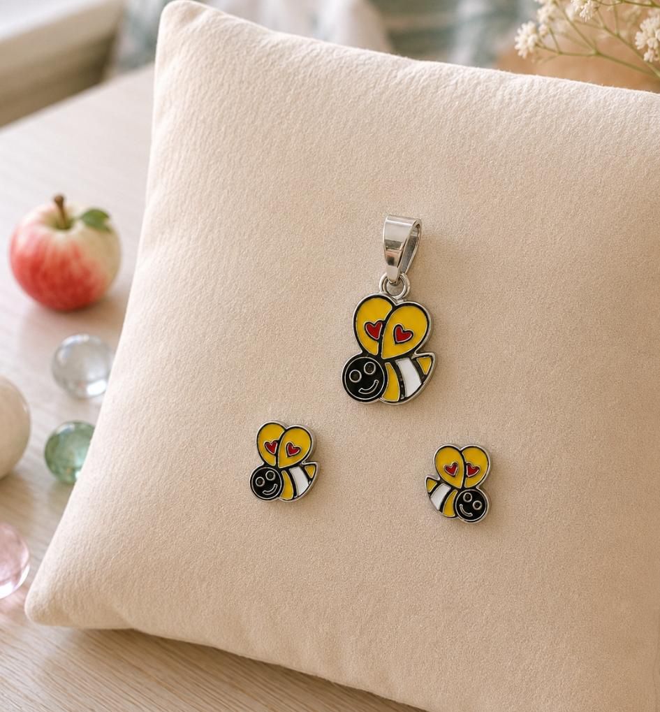 Love Bee 92.5 Sterling Silver Pendant & Earring Set