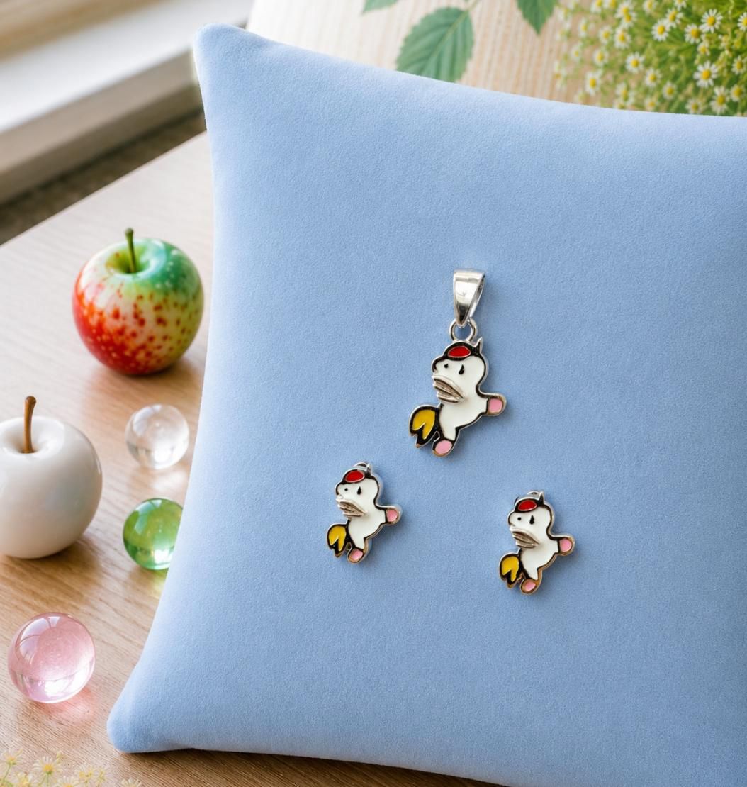 Cute Chick 92.5 Sterling Silver Pendant & Earring Set