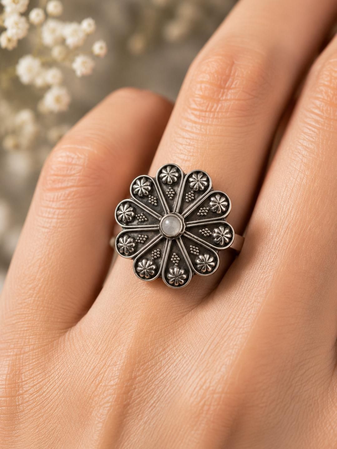 Vintage Bloom Adjustable Ring