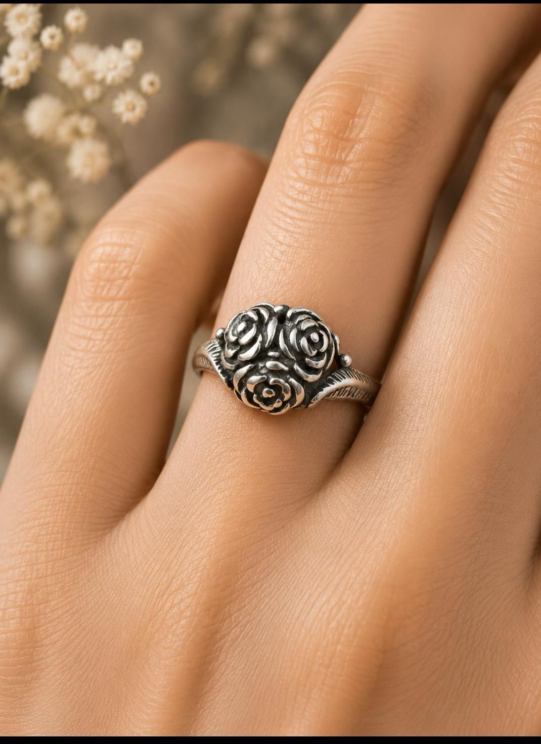 Triple Blossom Rose Ring