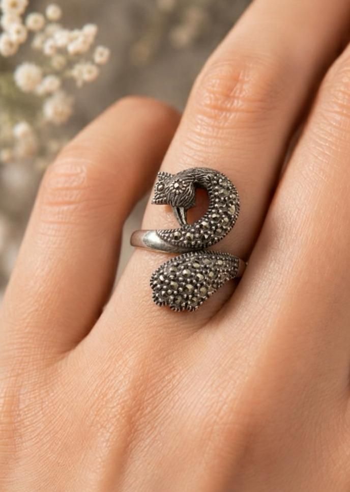 The Marcasite Fox Bypass Ring