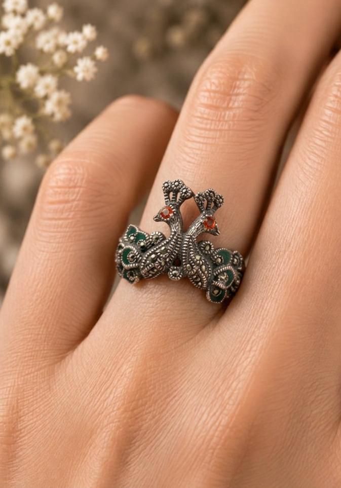 The Royal Twin Peacock Ring
