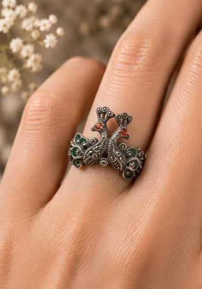 The Royal Twin Peacock Ring