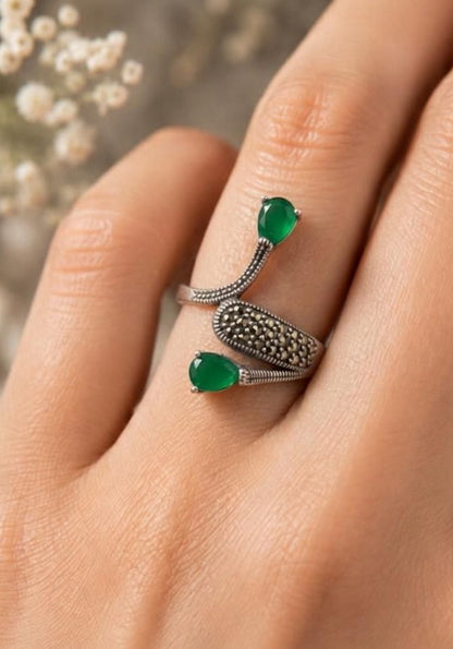 The Emerald Green Bypass Ring