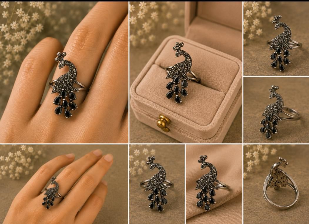 Majestic Onyx Peacock Ring
