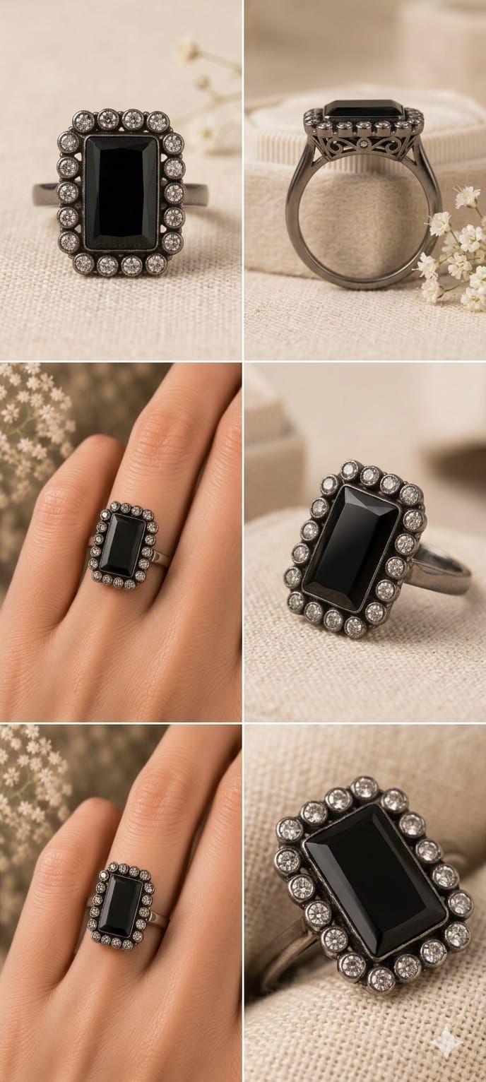 Noir Elegance Adjustable Ring