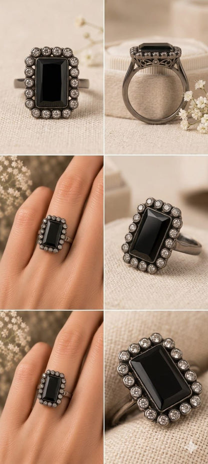 Noir Elegance Adjustable Ring