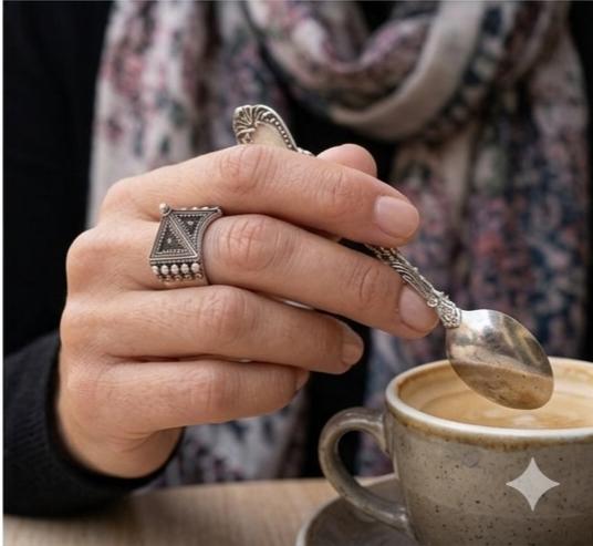 Oxidized Geometric Tribal Ring