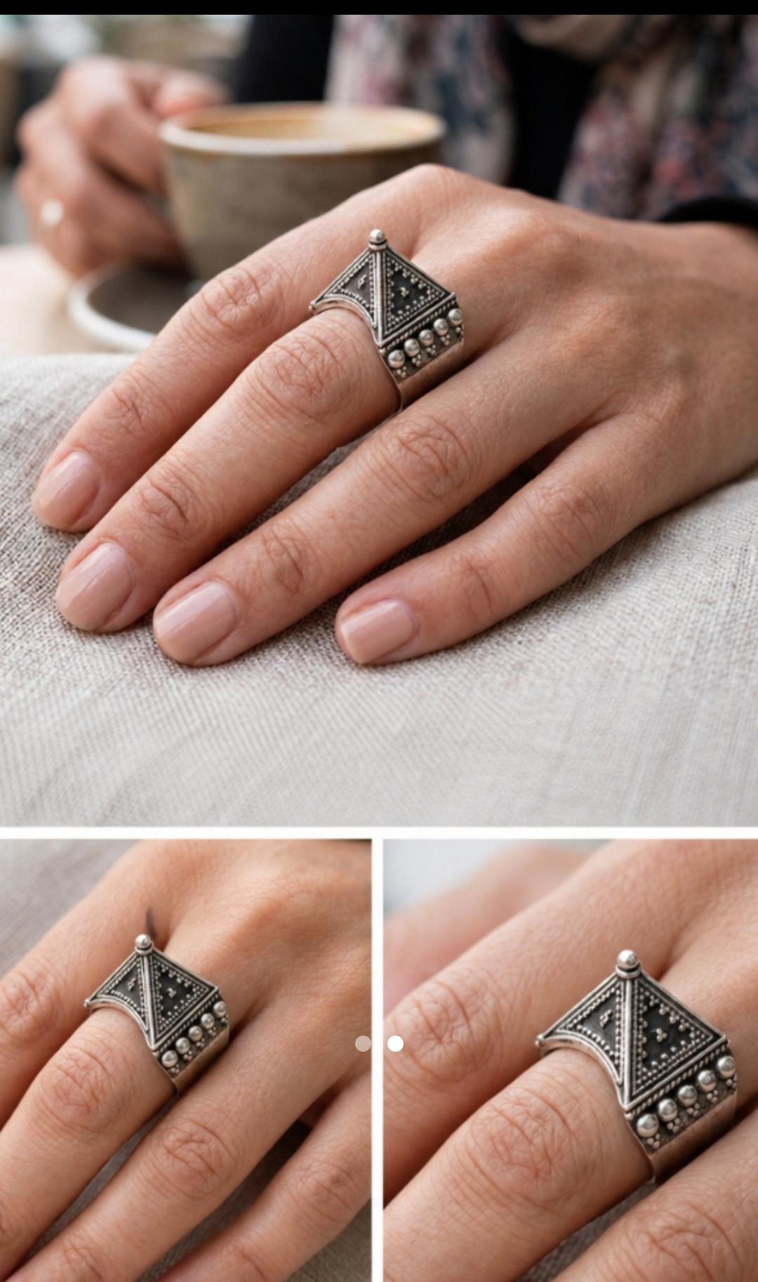 Oxidized Geometric Tribal Ring