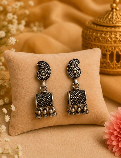 Premium 92.5 sterling silver jhumki with an antique oxidized finish