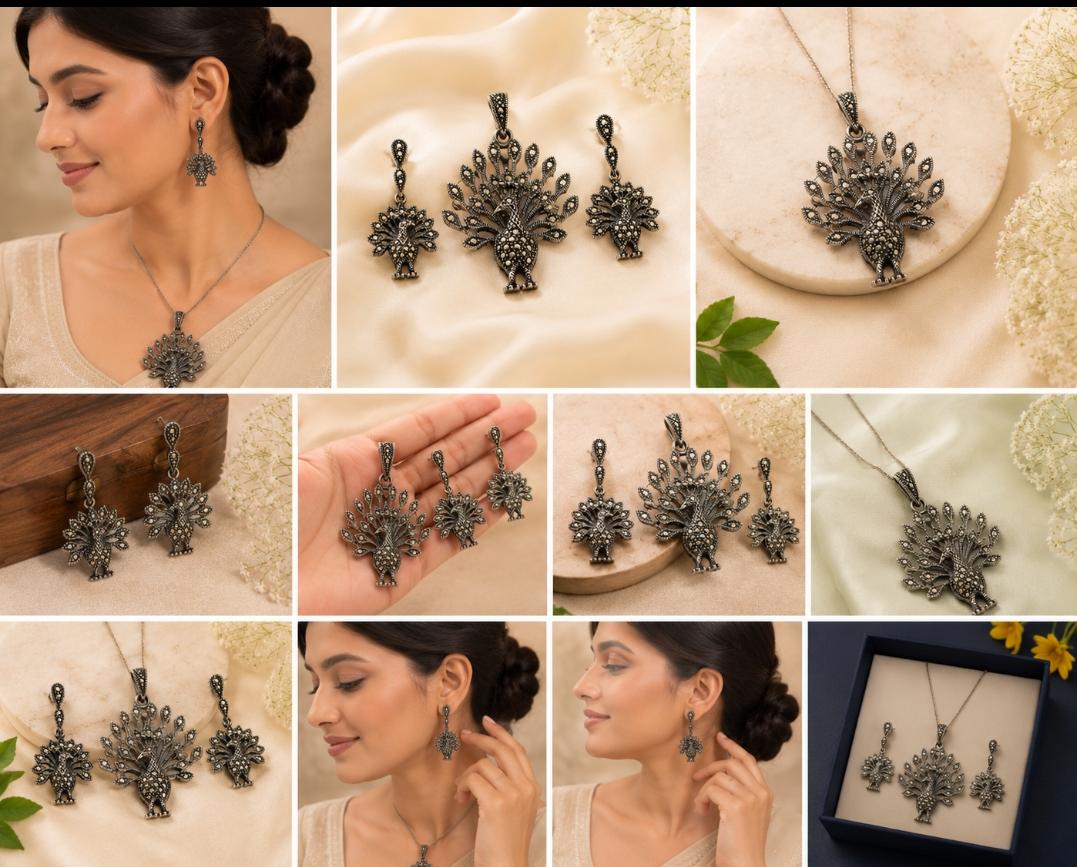 The Dancing Mayura Marcasite Set