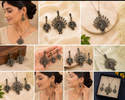 The Dancing Mayura Marcasite Set
