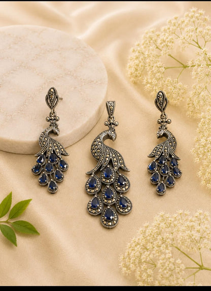 Majestic Marcasite Peacock Set