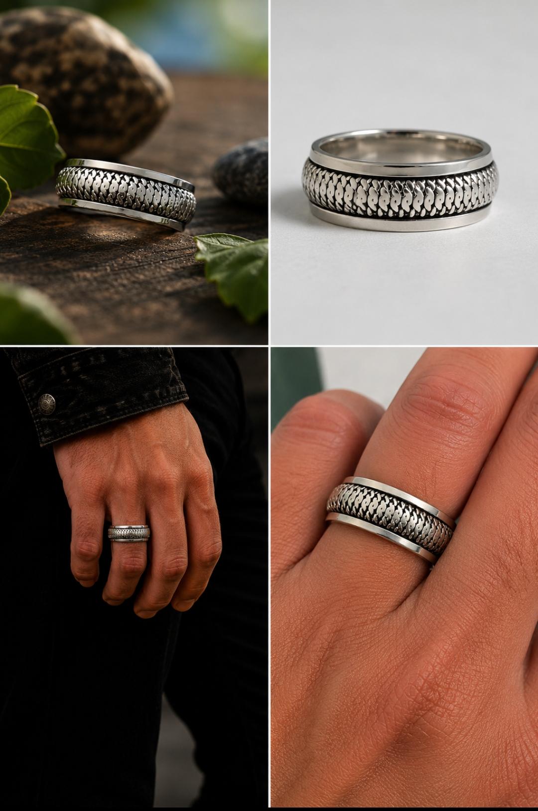 Sterling Silver Woven Spinner Ring