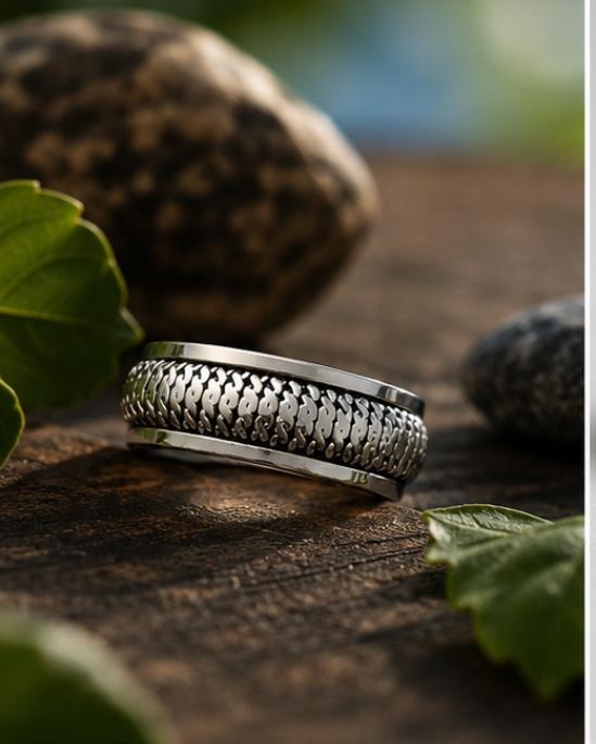 Sterling Silver Woven Spinner Ring
