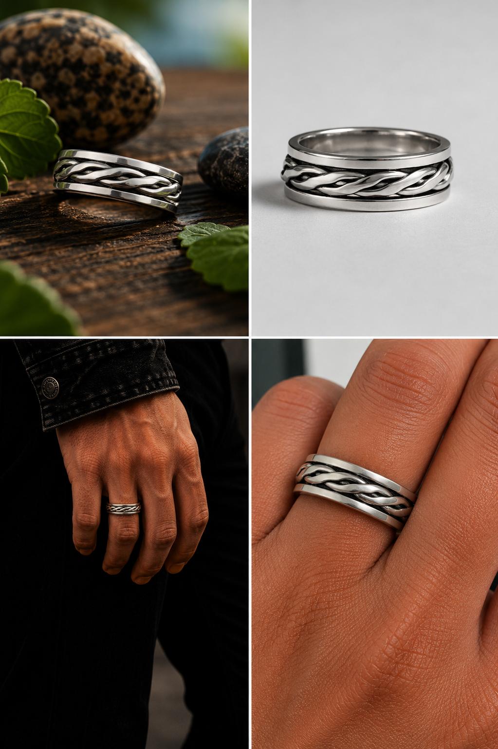 Sterling Silver Braided Spinner Ring