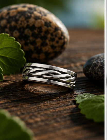Sterling Silver Braided Spinner Ring