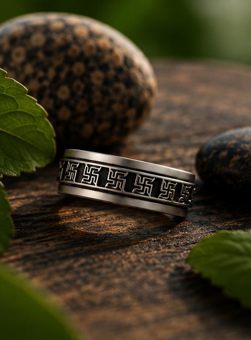 Sterling Silver Swastika Spinner Ring