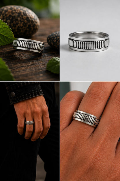 Sterling Silver Gadrooned Spinner Ring