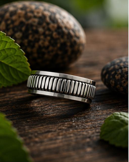 Sterling Silver Gadrooned Spinner Ring