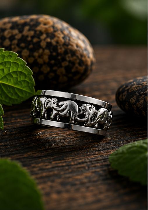 Sterling Silver Elephant Spinner Ring