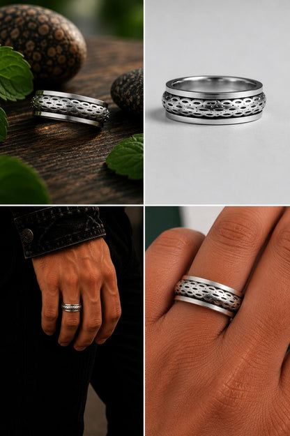 Sterling Silver Lattice Spinner Ring
