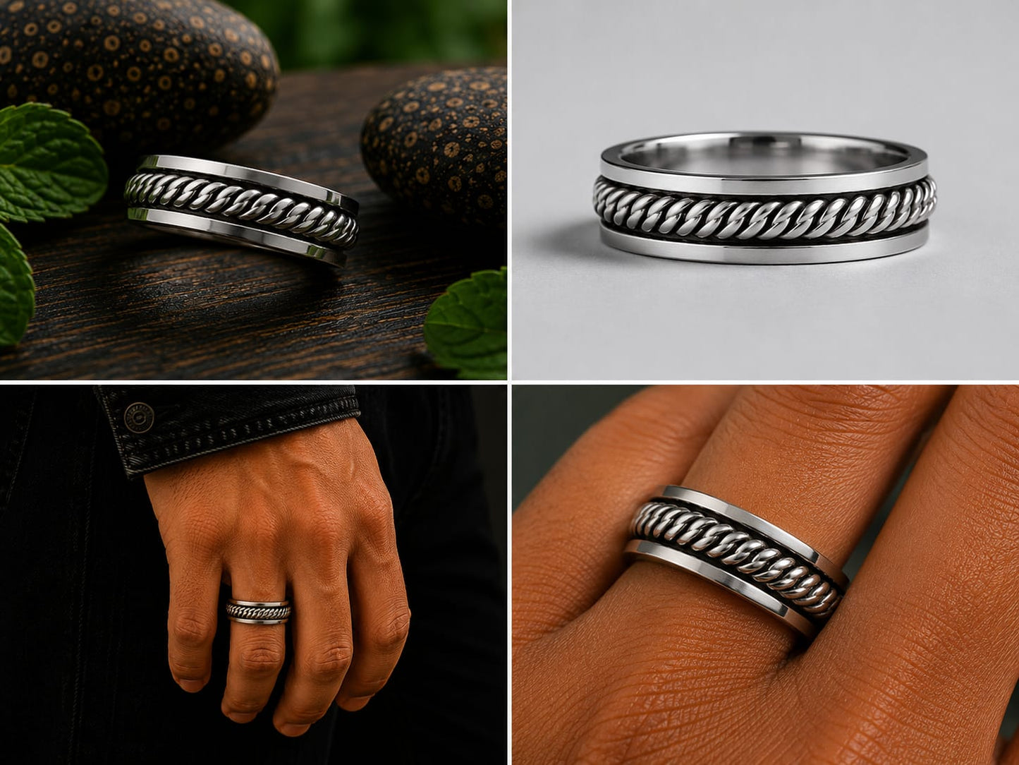 Sterling Silver Twisted-Cable Spinner Ring