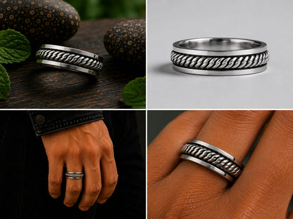 Sterling Silver Twisted-Cable Spinner Ring