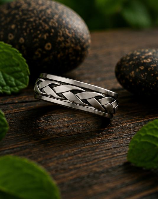 Sterling Silver Braided Spinner Ring