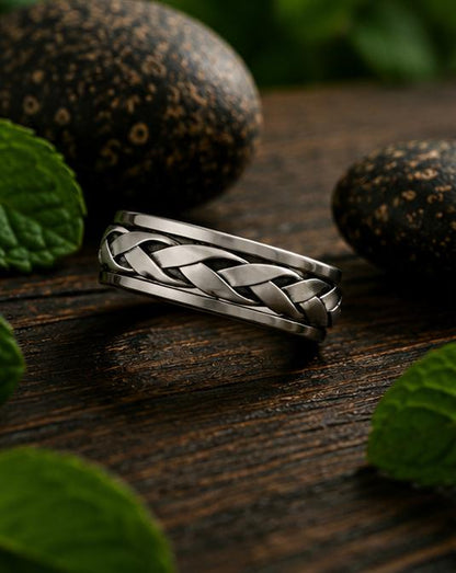 Sterling Silver Braided Spinner Ring