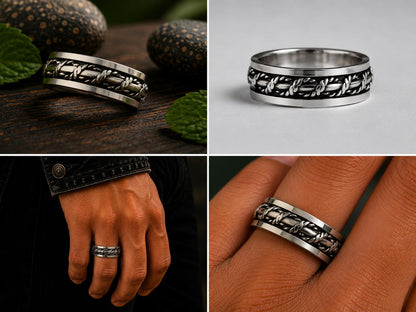 Sterling Silver Rope-Texture Spinner Ring