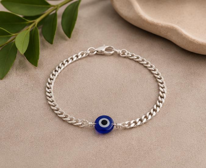 92.5 Sterling Silver Evil Eye Bracelet