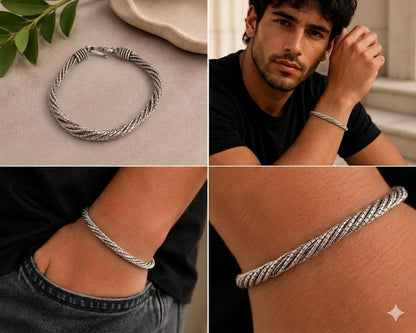 92.5 Sterling Silver Twisted Chain Bracelet