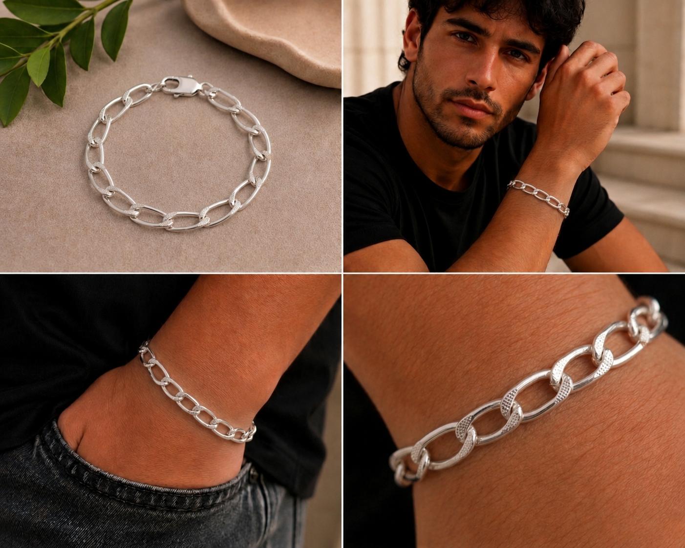 92.5 Sterling Silver Link Bracelet